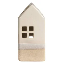 Kandelaars En Windlichten-Leen Bakker Waxinelichthouder Huis - beige - 20x9x7 cm
