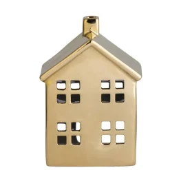 Leen Bakker Waxinelichthouder Huis - goudkleur - 14,5x10,5x6,5 cm