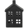 Kandelaars En Windlichten-Leen Bakker Waxinelichthouder Huis - zwart - 14,5x10,5x6,5 cm