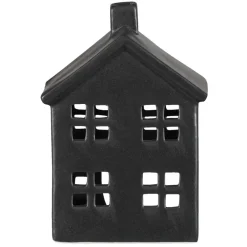 Kandelaars En Windlichten-Leen Bakker Waxinelichthouder Huis - zwart - 14,5x10,5x6,5 cm