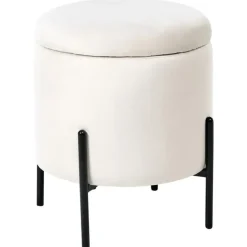 Leen Bakker WENONA - Opbergpoef - Off-white - Fluweel