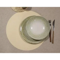 Placemats-Wicotex Placemats Uni - creme - rond 38 cm - Teflon coating