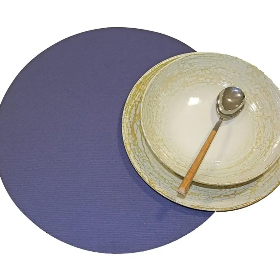 Placemats-Wicotex Placemats Uni - donker blauw - rond 38cm - Teflon coating