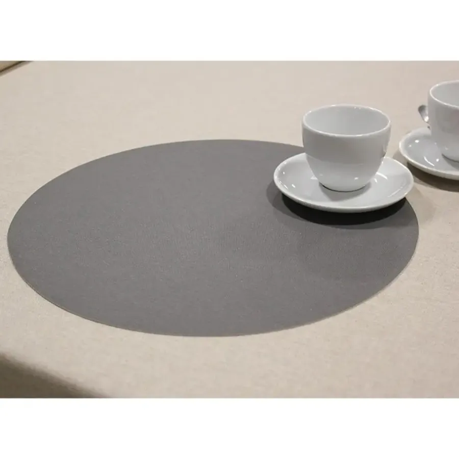Placemats-Wicotex Placemats Uni - donker grijs - rond 38cm - Teflon coating