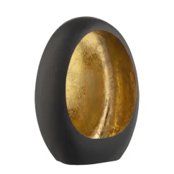 Leen Bakker Windlicht Brygge - Zwart/Goud - 26x19x10 cm