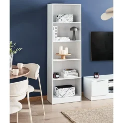 Leen Bakker WINNIPEG - Boekenkast 5 planken - Wit - Vezelplaat