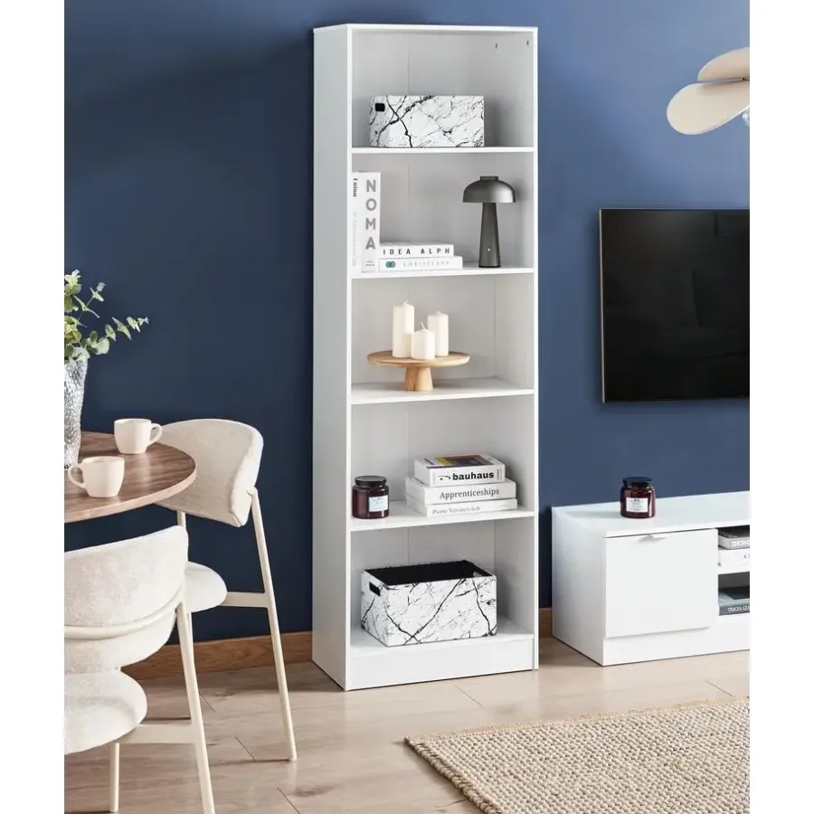 Leen Bakker WINNIPEG - Boekenkast 5 planken - Wit - Vezelplaat