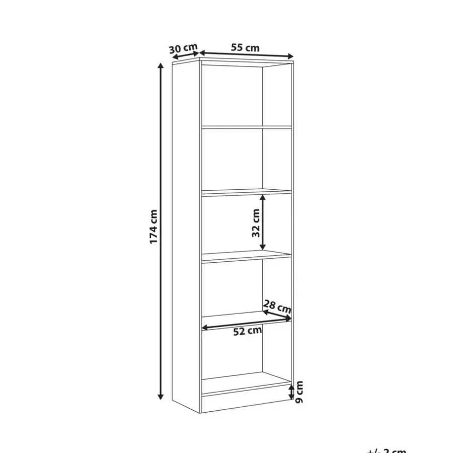 Leen Bakker WINNIPEG - Boekenkast 5 planken - Wit - Vezelplaat