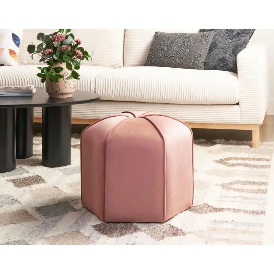 Leen Bakker WISHEK - Poef - Roze - Fluweel
