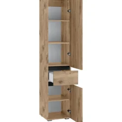 Hoge Kasten-Loft24 Wisla - Badkamerkast met 1 lade en 2 deuren in eikenoptik