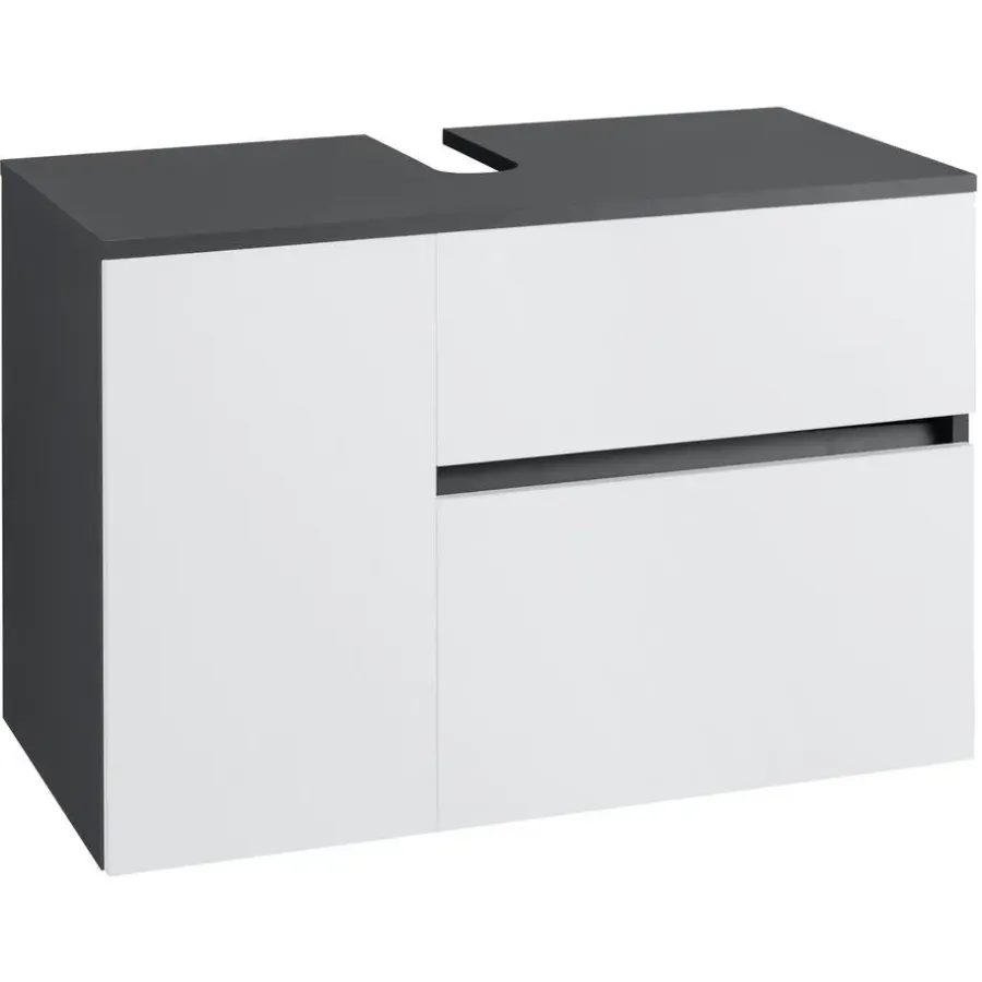 Loft24 Wisla - Badmeubel 80 cm 1-lade, 1 klep, 1 deur wit/grijs
