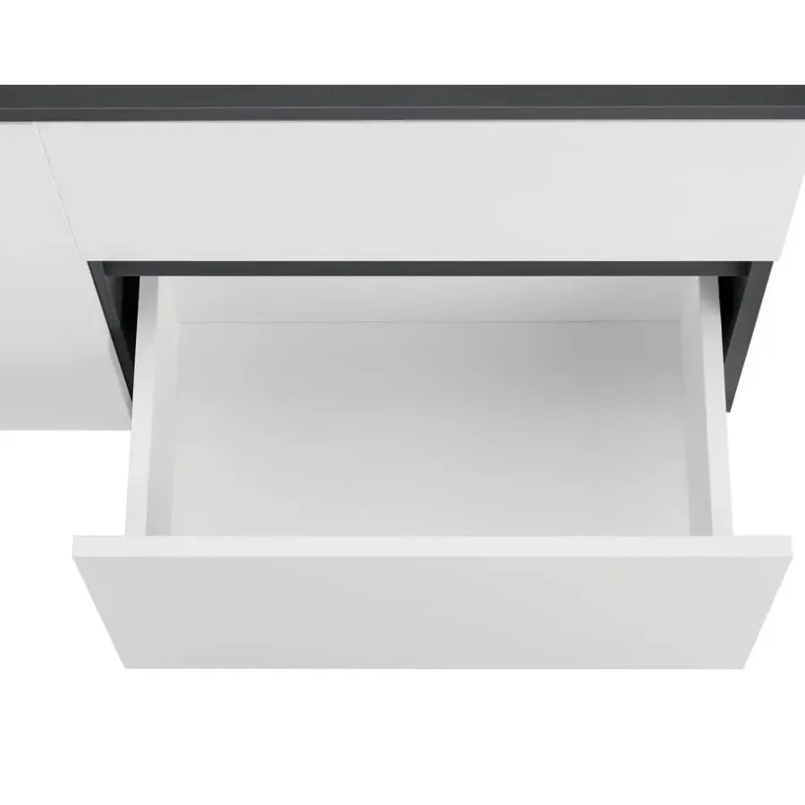 Loft24 Wisla - Badmeubel 80 cm 1-lade, 1 klep, 1 deur wit/grijs