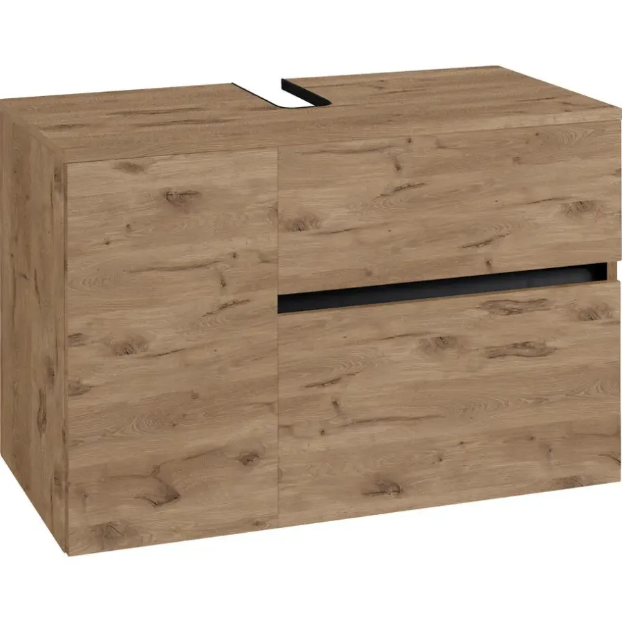 Wastafelkasten-Loft24 Wisla - Wastafelonderkast met 1 deur / 1 klep / 1 lade in eikenoptik