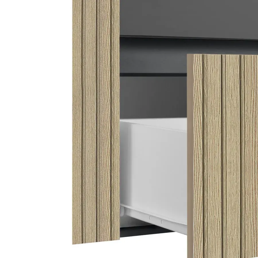Dorel Home Wisla - Wastafelonderkast 80 cm met 1 deur 1 lade 1 klep in antraciet eikenoptik