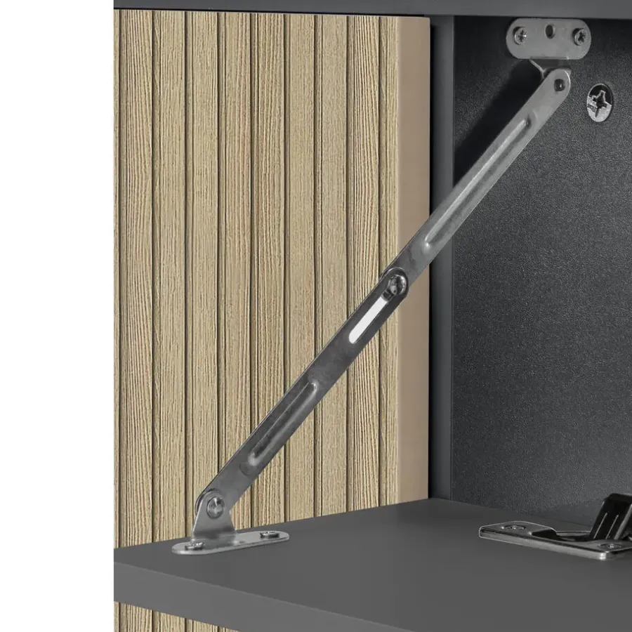 Dorel Home Wisla - Wastafelonderkast 80 cm met 1 deur 1 lade 1 klep in antraciet eikenoptik