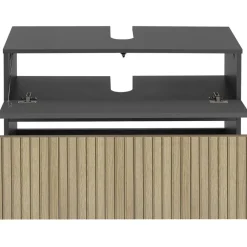 Wastafelkasten-Dorel Home Wisla - Wastafelonderkast 80 cm met 1 klep 1 lade in antraciet eikenoptik