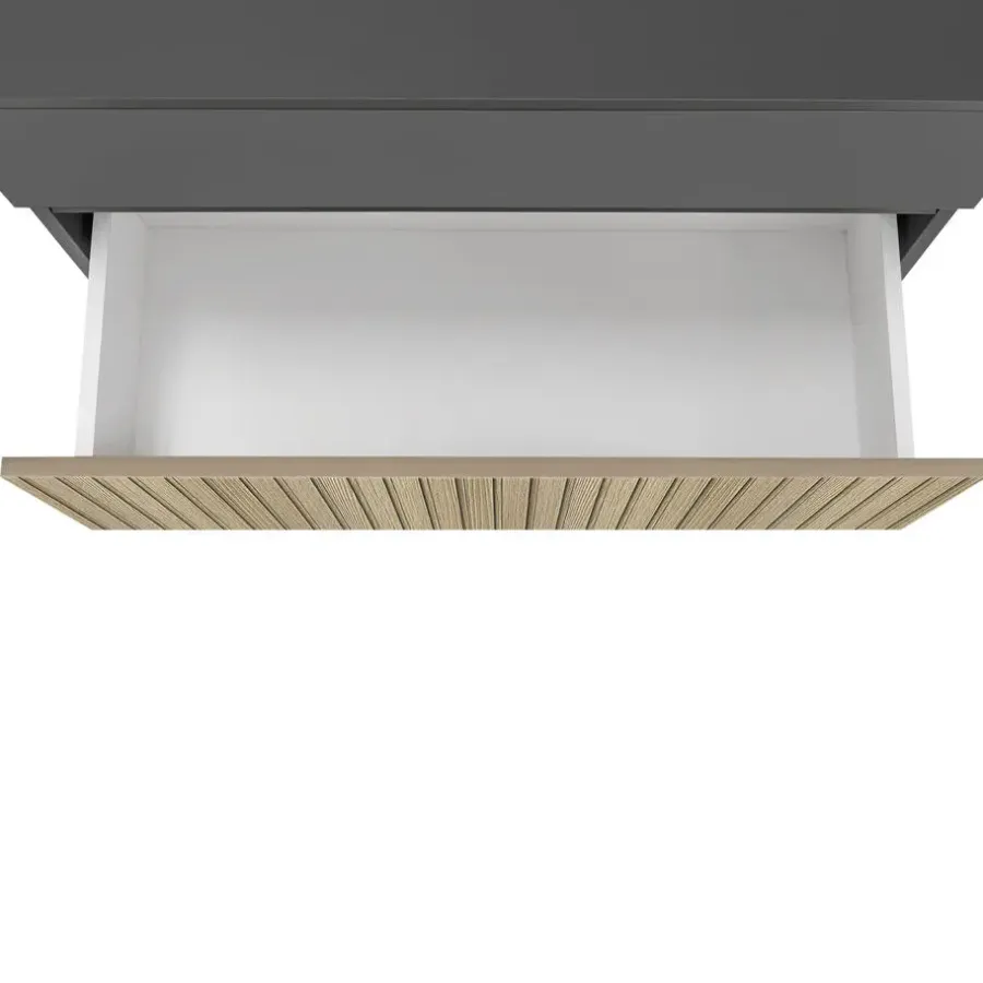 Wastafelkasten-Dorel Home Wisla - Wastafelonderkast 80 cm met 1 klep 1 lade in antraciet eikenoptik