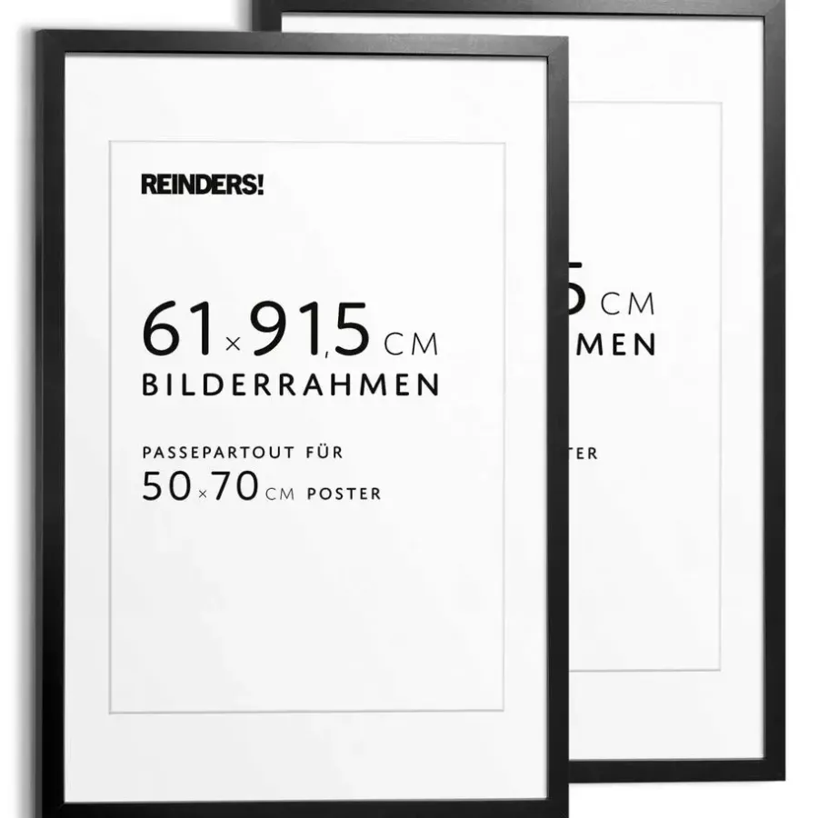 Fotolijsten-Reinders Wissellijst hout Poster 61x91,5 en 50x70 Zwart 2-pack - 61 x 91,5