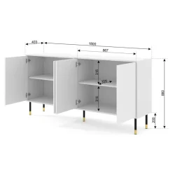 Homlando WOODY dressoir 4D 180 cm mat zwart