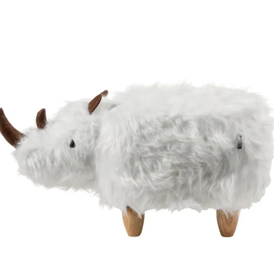 Leen Bakker WOOLLY - Dierenpoef - Wit - Nepbont