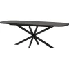 Ovale Eettafels-WOOOD Arros Eettafel Uitschuifbaar - Zwart - 75x180/220x90