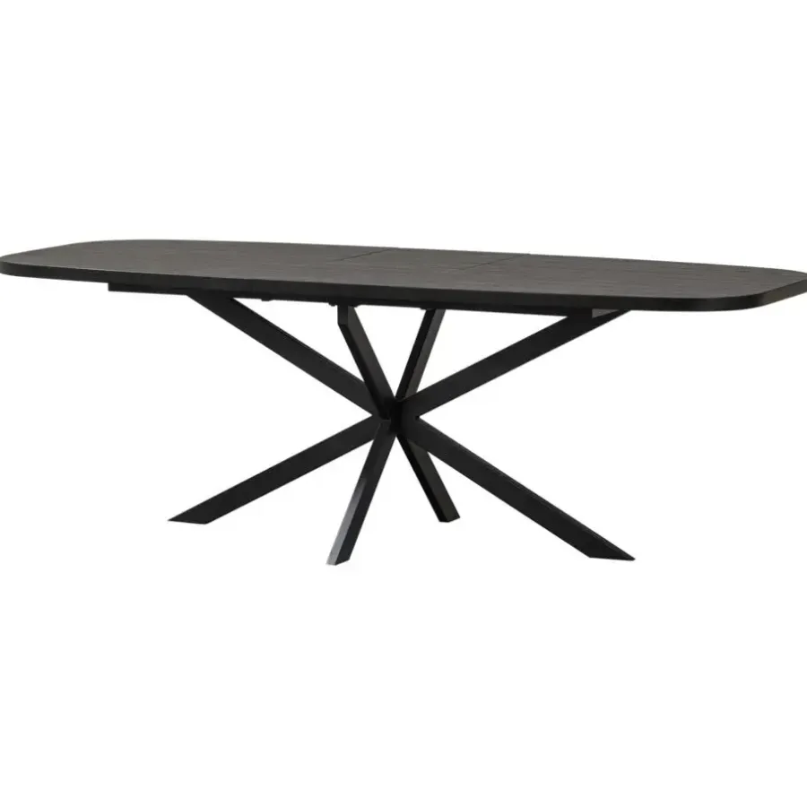 Ovale Eettafels-WOOOD Arros Eettafel Uitschuifbaar - Zwart - 75x180/220x90