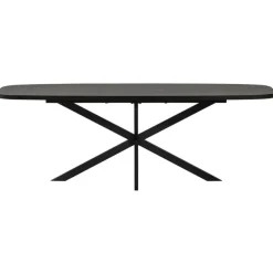 Ovale Eettafels-WOOOD Arros Eettafel Uitschuifbaar - Zwart - 75x180/220x90