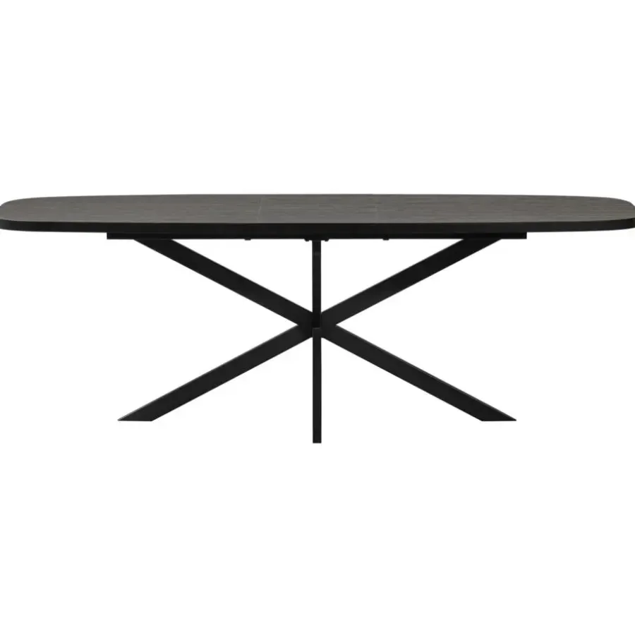 Ovale Eettafels-WOOOD Arros Eettafel Uitschuifbaar - Zwart - 75x180/220x90