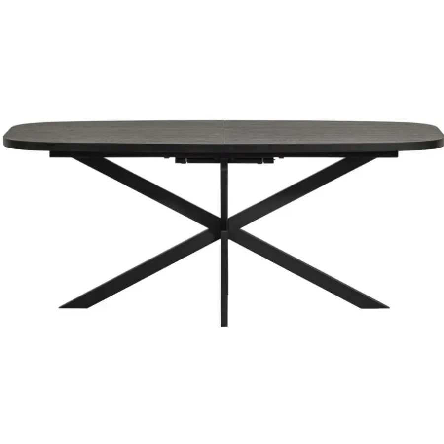 Ovale Eettafels-WOOOD Arros Eettafel Uitschuifbaar - Zwart - 75x180/220x90