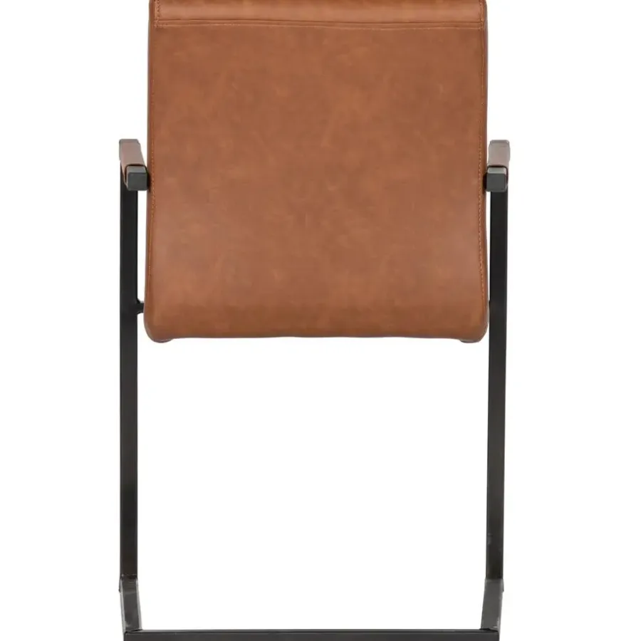 Eetkamerstoelen-WOOOD Bas Eetkamerstoelen - Pu - Cognac - Set van 6