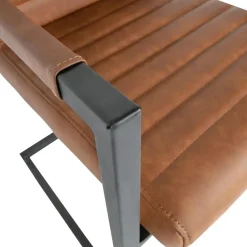 Eetkamerstoelen-WOOOD Bas Eetkamerstoelen - Pu - Cognac - Set van 6