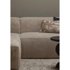 2,5 En 3-Zits Banken-WOOOD Bean Chaise Longue Bank Links - Ribstof - Travertin - 73x254x178