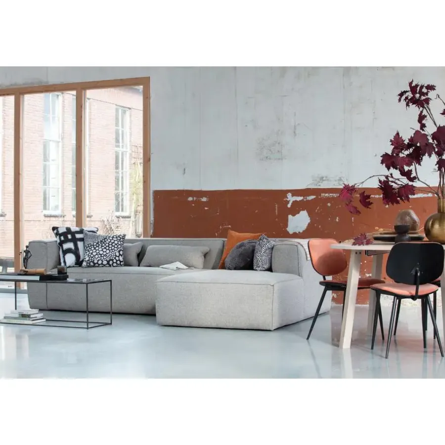 WOOOD Bean Hoekbank Incl. Kussens Rechts - Melange - Grijs - 73x305x96