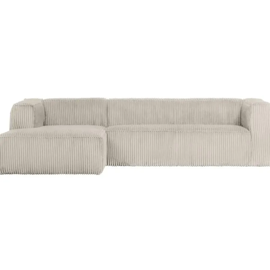 2,5 En 3-Zits Banken-WOOOD Bean Hoekbank Links - Ribstof - Naturel - 73x305x96