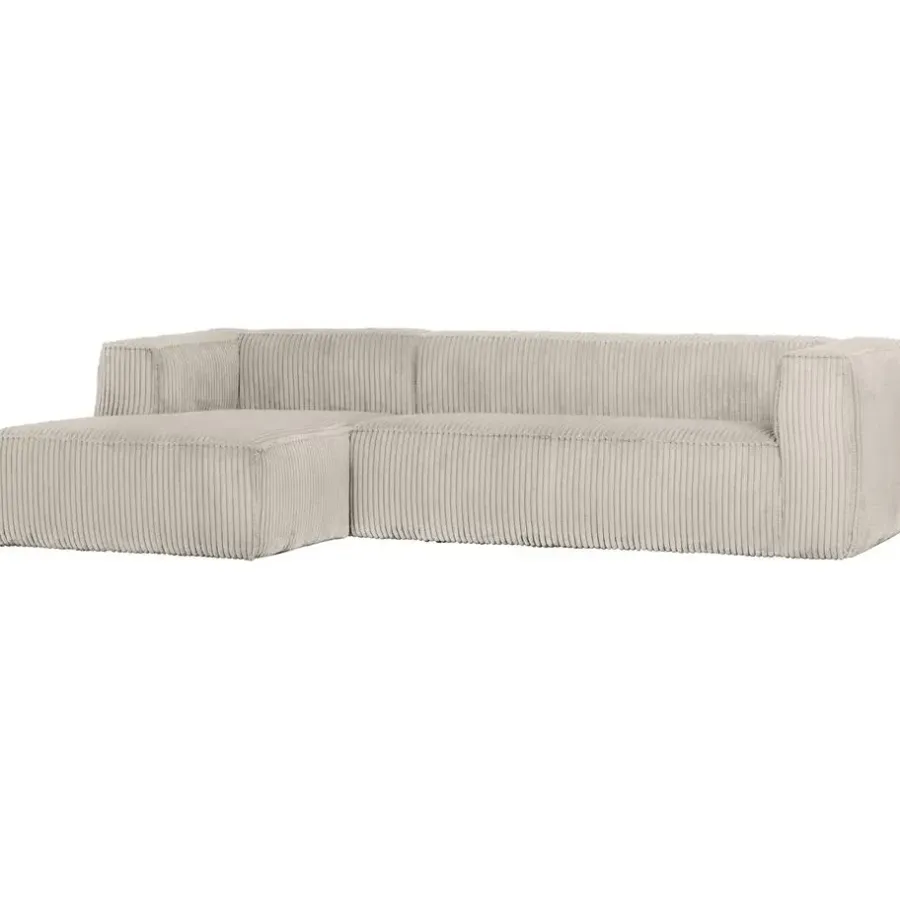 2,5 En 3-Zits Banken-WOOOD Bean Hoekbank Links - Ribstof - Naturel - 73x305x96
