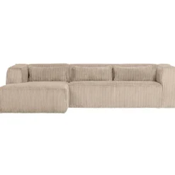 WOOOD Bean Hoekbank Links - Ribstof - Travertin - 73x305x96