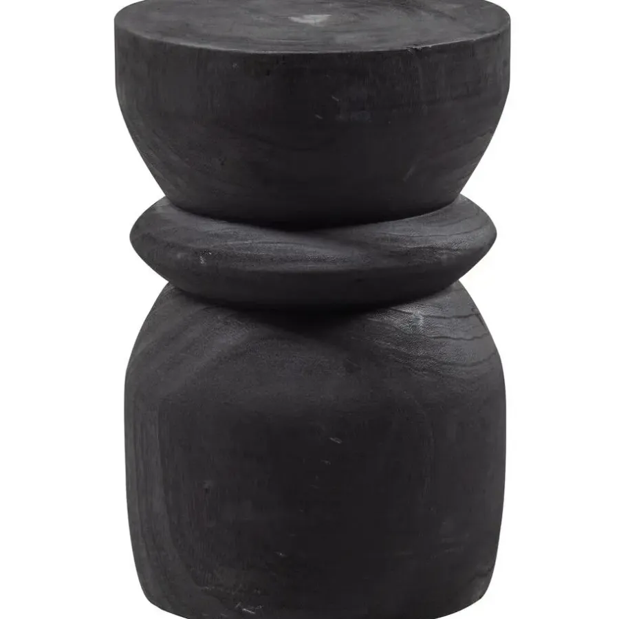 WOOOD Bikkel Kruk - Hout - Zwart - 40x28x28