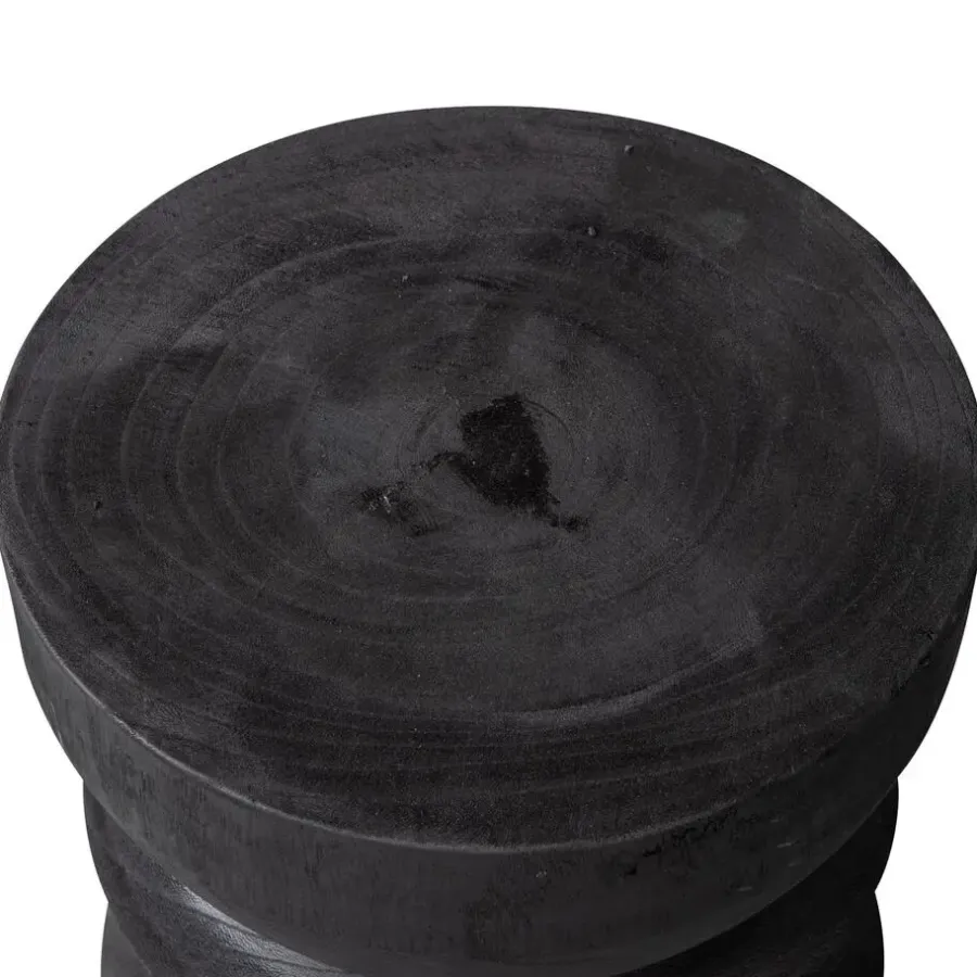 WOOOD Bikkel Kruk - Hout - Zwart - 40x28x28
