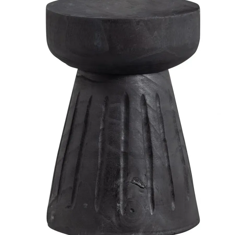 WOOOD Borre Kruk - Hout - Zwart - 40x28x28