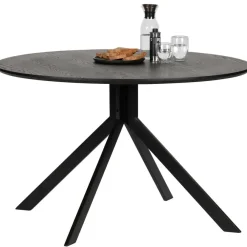 Ronde Eettafels-WOOOD Bruno Eettafel Rond - Mdf - Zwart - 75xØ120