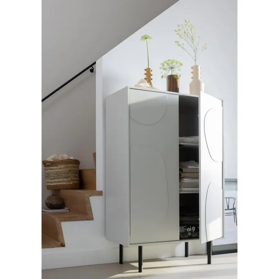 Wandkasten-WOOOD Cadiz Opbergkast - Grenen - Mist - 135x85x40