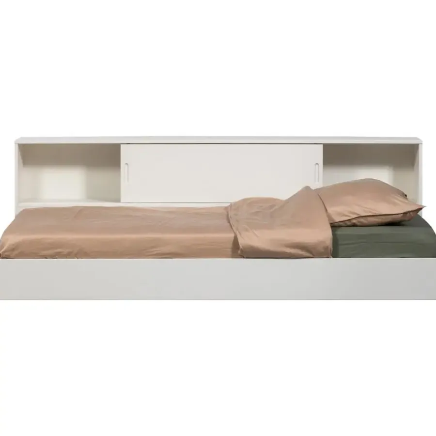 1-Persoons Bedden-WOOOD Carter Bed - Grenenhout - Wit - 90x200