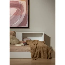 1-Persoons Bedden-WOOOD Carter Bed - Grenenhout - Wit - 90x200