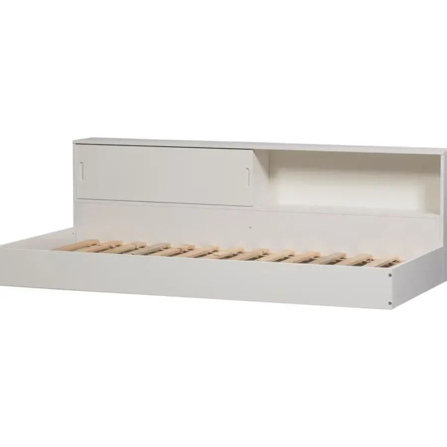 1-Persoons Bedden-WOOOD Carter Bed - Grenenhout - Wit - 90x200