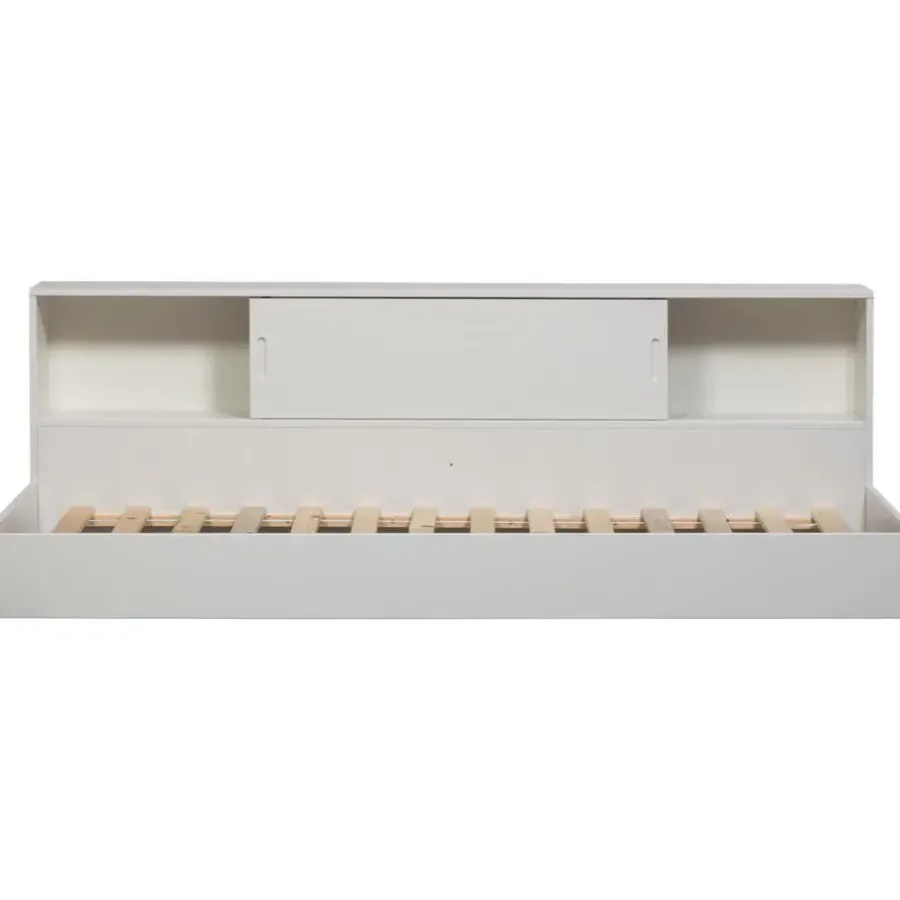 1-Persoons Bedden-WOOOD Carter Bed - Grenenhout - Wit - 90x200