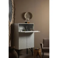 WOOOD Carved Drankkast - Hout - Mist - 146x90x46