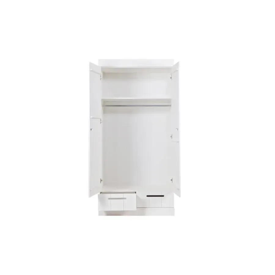 Kledingkasten|Kledingkasten-WOOOD Connect Kledingkast 2-Deurs met Lade - Grenen - Wit - 195x94x53