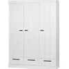 Kledingkasten|Kledingkasten-WOOOD Connect Kledingkast 3-Deurs met Lade - Grenen - Wit - 195x140x53