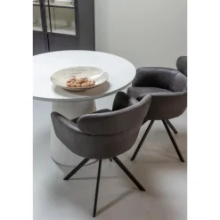 Ronde Eettafels-WOOOD Damon Ronde Eettafel - Betonlook - Wit - 76x100x10