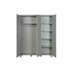 Kledingkasten|Kledingkasten-WOOOD Dennis 3 deurs Kast - Grenen - Betongrijs - 202x158x55